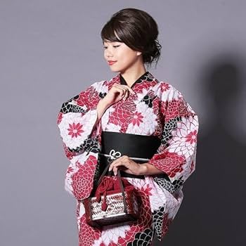 Amazon.co.jp: 大人浴衣 高級綿 雑誌 掲載品 紅牡丹むじな菊の